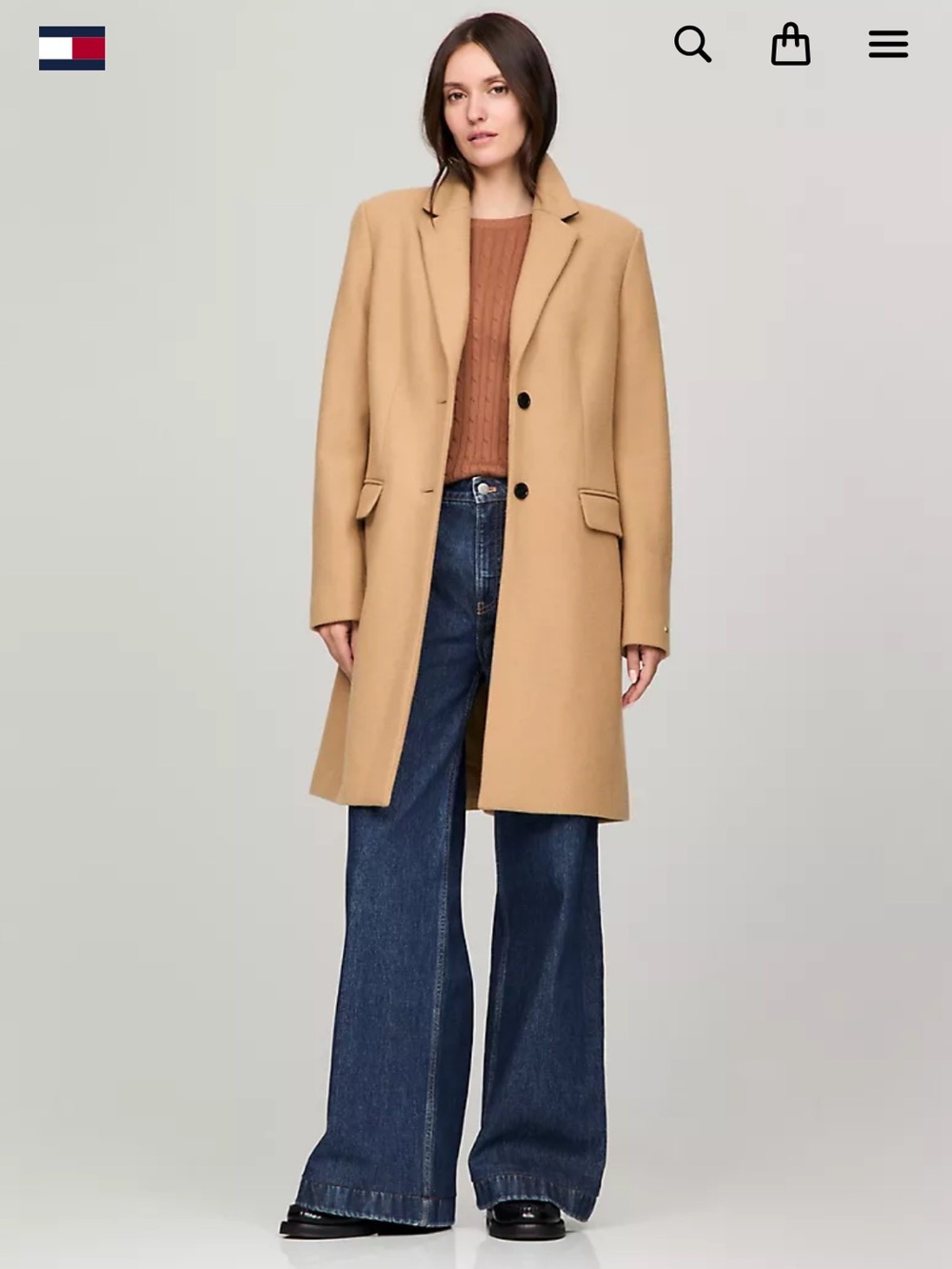 Tommy Hilfiger Camel/Tan Wool Blend Coat
